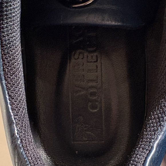 Versace Collection Dark Blue Leather Sneakers - Picture 8 of 9